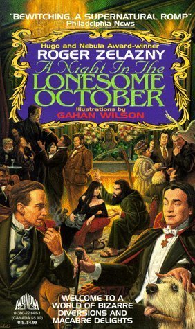 Cover of A Night in the Lonesome October by Roger Zelazny, featuring a bunch of Gothic horror characters